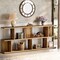Brown Engineered Wood Console Table with 3-Tier Shelves and Pedestal Base